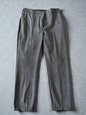 ZARA Women's Gray Plaid Straight Ankle Pants Size XL